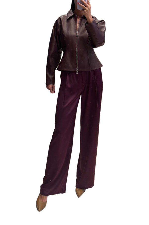 Fitted Leather Jacket Merlot