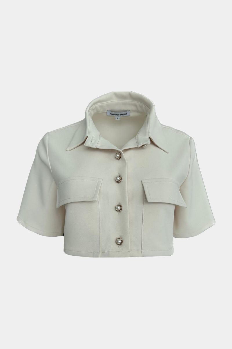 Riviera Top Crepe Pearl Buttons