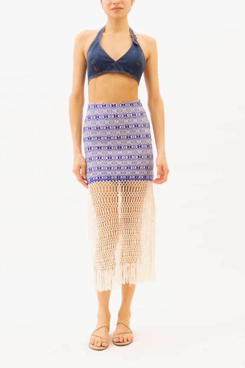 Jane Macrame Skirt Blue White