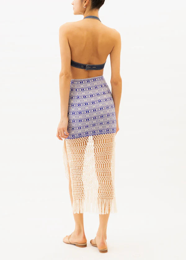 Jane Macrame Skirt Blue White