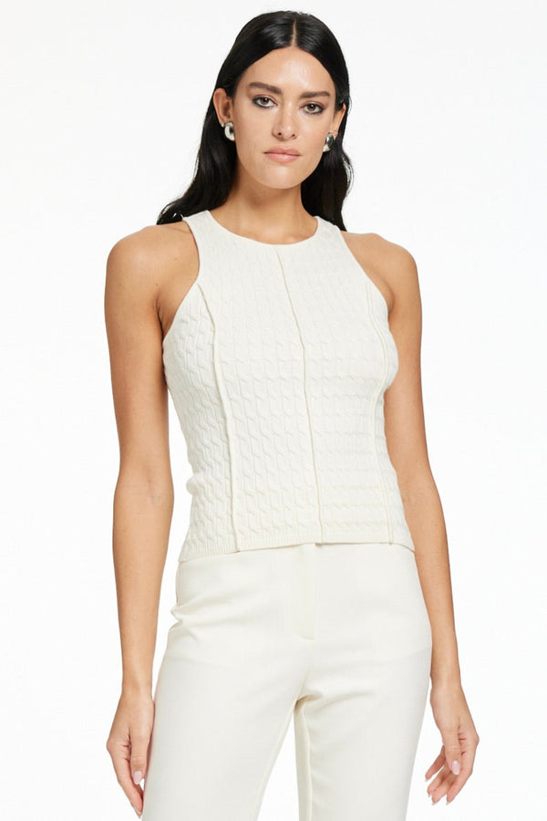 Joyce Seamed Raver Tank Ivory