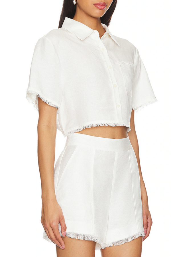 Solange SS Cropped Shirt White