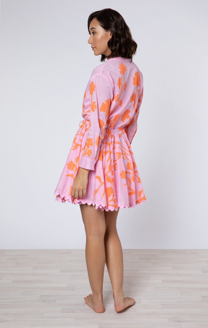 LS Beach Dress Pink Orange Majorelle Print Final Sale CURIO at Faena Bazaar