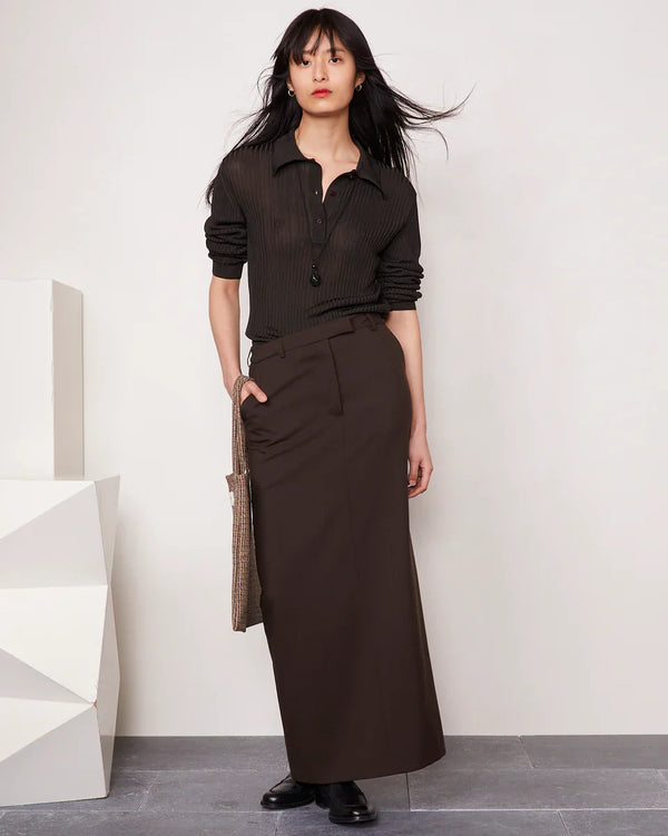 Jana Ribbed Polo Dark Coffee