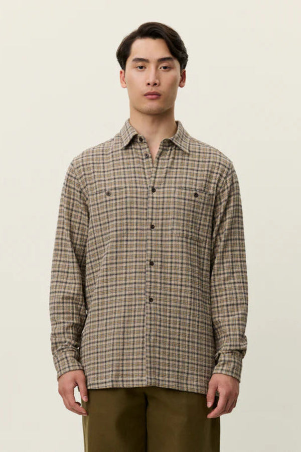 John Check Shirt Dark Sand
