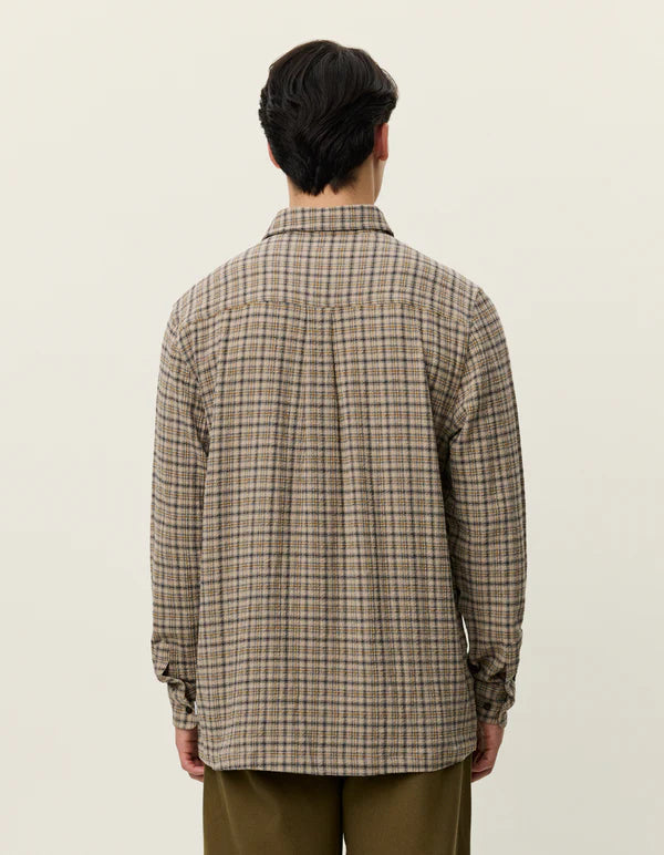 John Check Shirt Dark Sand
