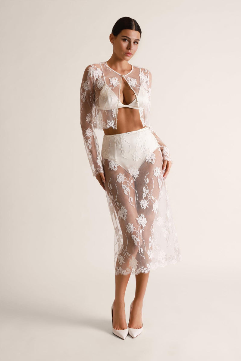Dominique Midi Skirt Ivory