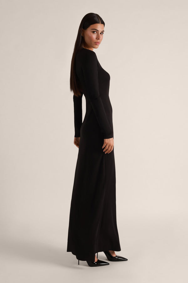 Echauffe Open Long Gown Black