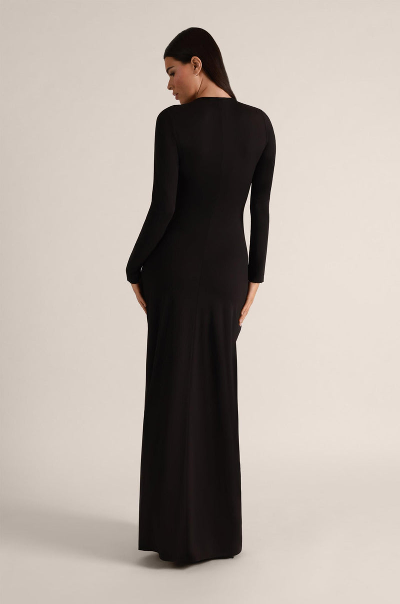 Echauffe Open Long Gown Black