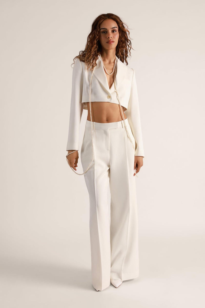 Suiting Cropped Blazer Ivory