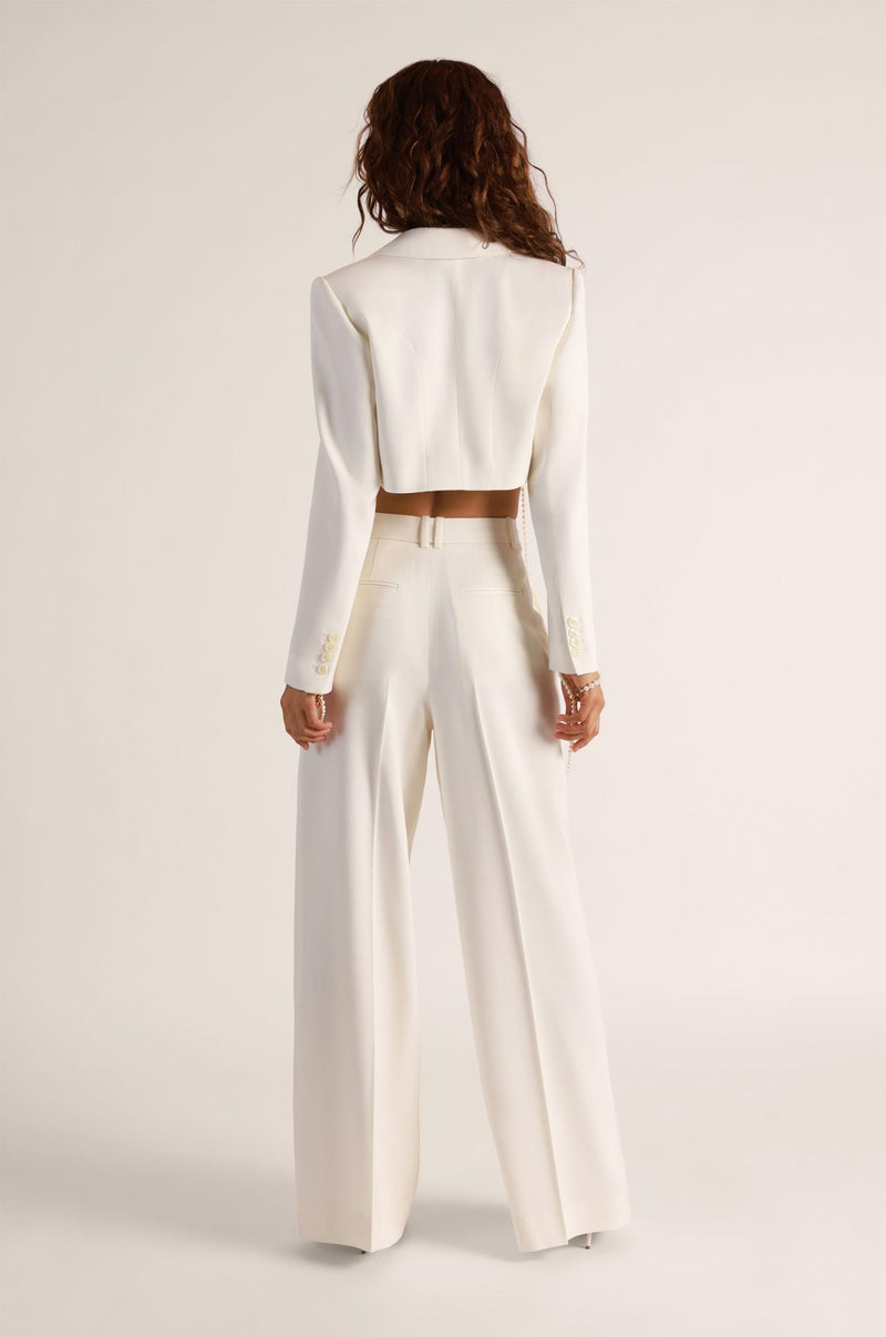 Suiting Wide leg Pleated Pant Ivory
