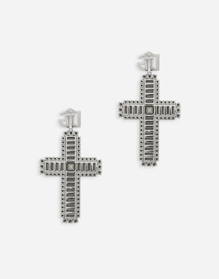 KIM DOLCE&GABBANA Cross Earrings with Rhinestone Accents