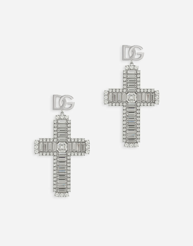 KIM DOLCE&GABBANA Cross Earrings with Rhinestone Accents