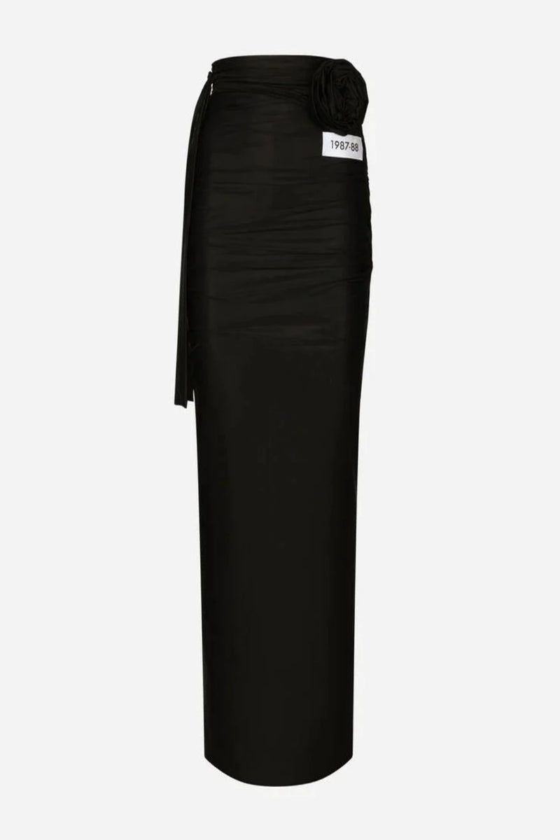 KIM DOLCE&GABBANA Long Spandex Jersey Skirt with Belt