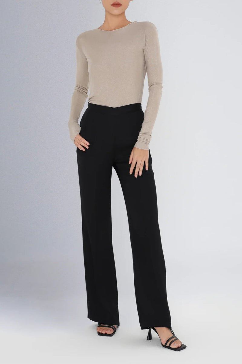 Knit Silk Roundneck L/S T shirt Gold