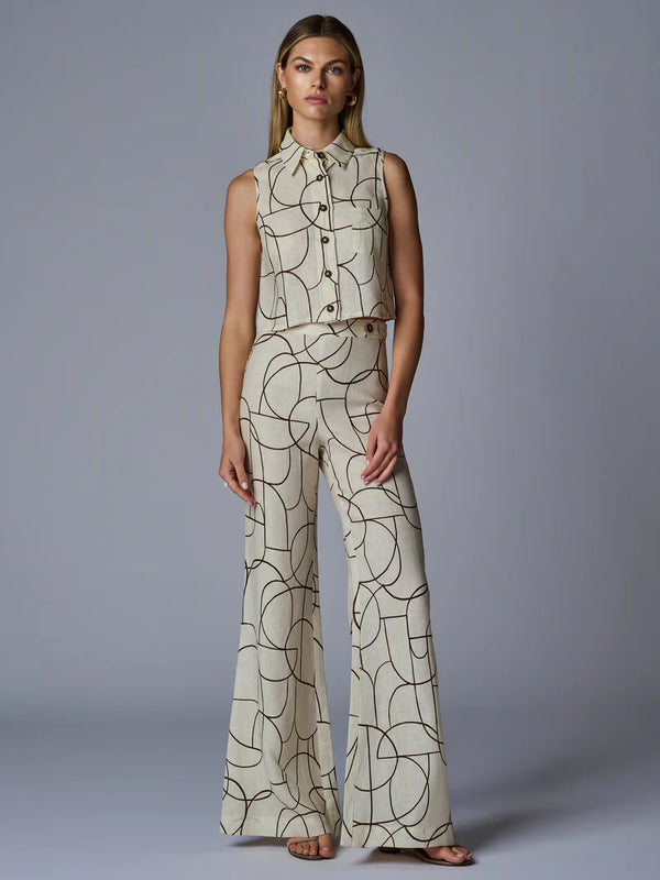 Katja Top Brown Geo Print