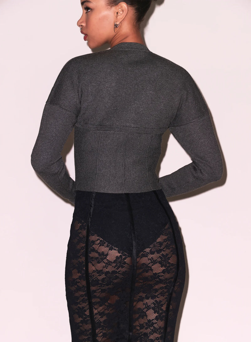 Knit Zip Bustier Cardigan