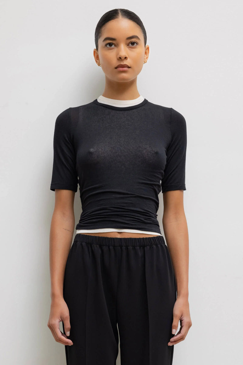 Julien Mid Sleeve Tee in Black