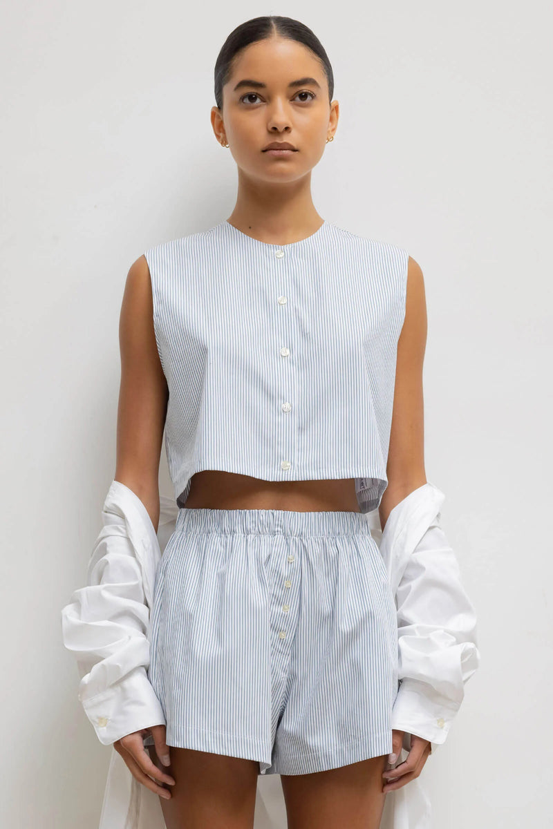 Yoshi Crewneck Vest in Seaside Stripe