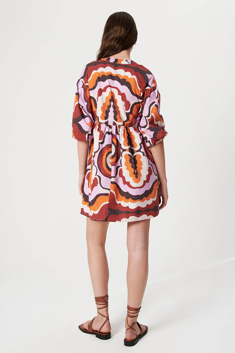 Liberty Organic Cotton Mini Dress Wavy Lilac (Final Sale)