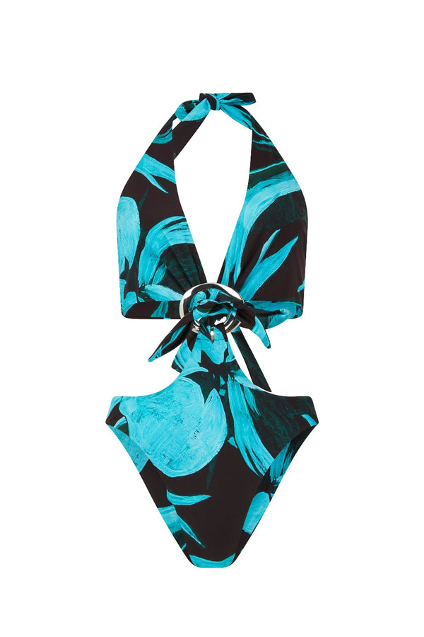 Buckle One Piece Turquoise Flower