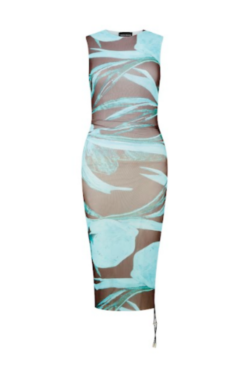 Heatwave Dress Turquoise Flower LOUISA BALLOU WOMEN'S MIDI DRESSES CURIO FAENA MIAMI