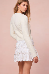 Cova Rhinestone Cotton Mini Skirt