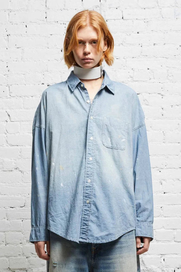 Long Sleeve Button-Up Vintage Blue