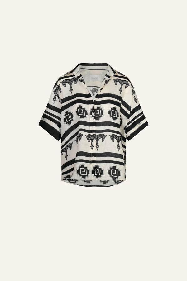 La Creciente Shirt Ecru-Black