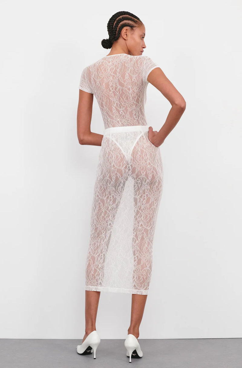 Lace Tube Skirt White