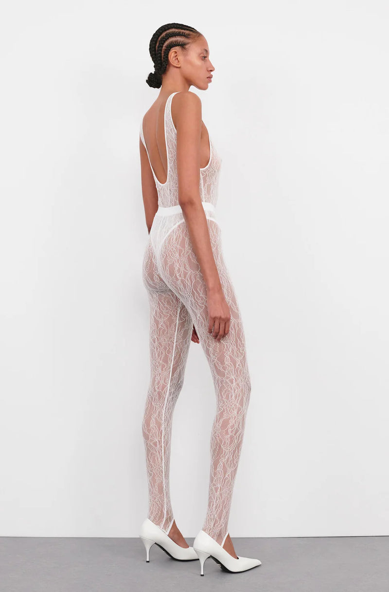 Lace Stirrup Legging White