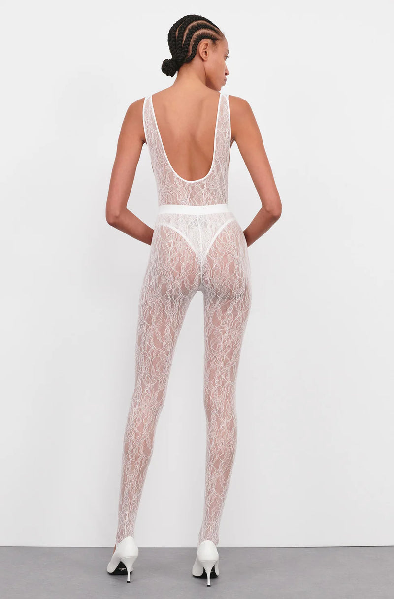 Lace Stirrup Legging White