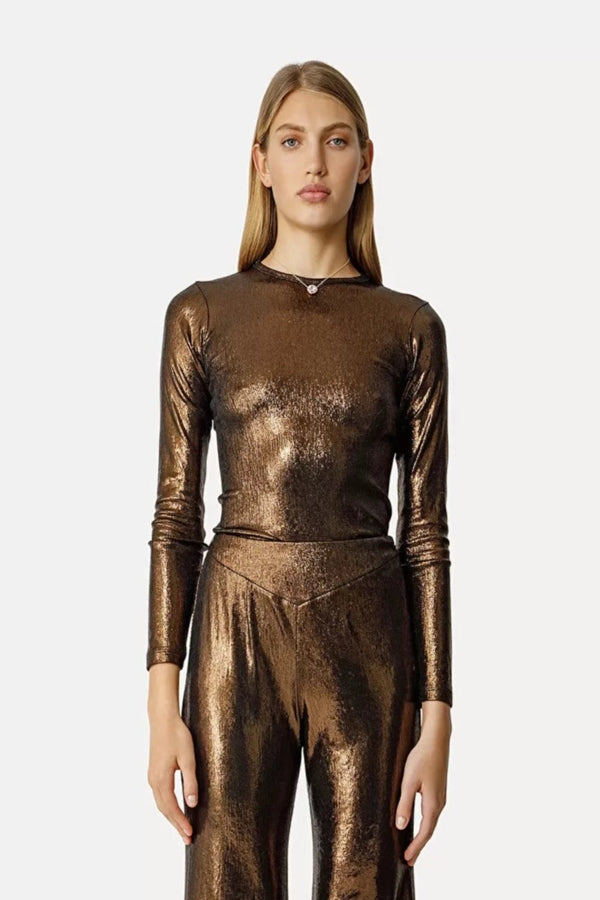 FORTE FORTE Laminated Jacquard Jersey T-Shirt WOMEN'S TOPS CURIOVIBE, CURIO, FAENA, BAZAAR, MIAMI, SUMMER