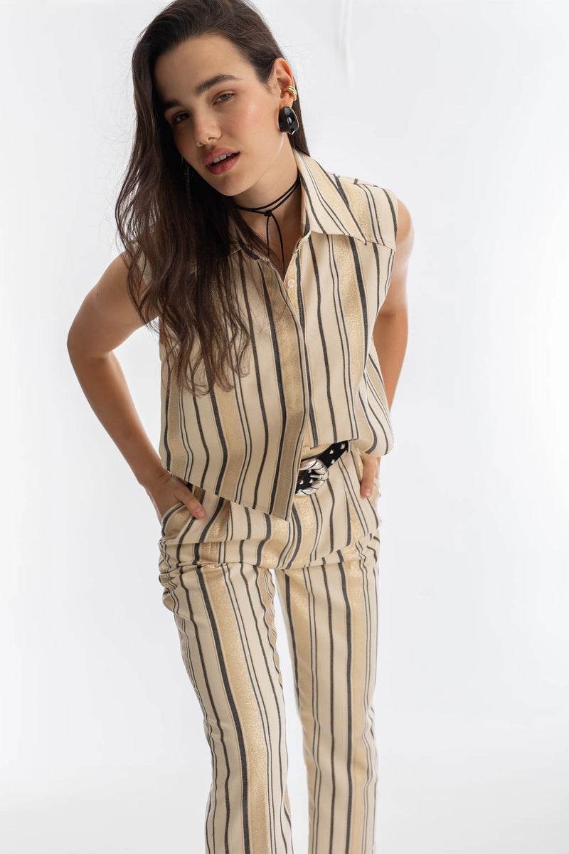 Rome Jacquard Pants Gold Stripe