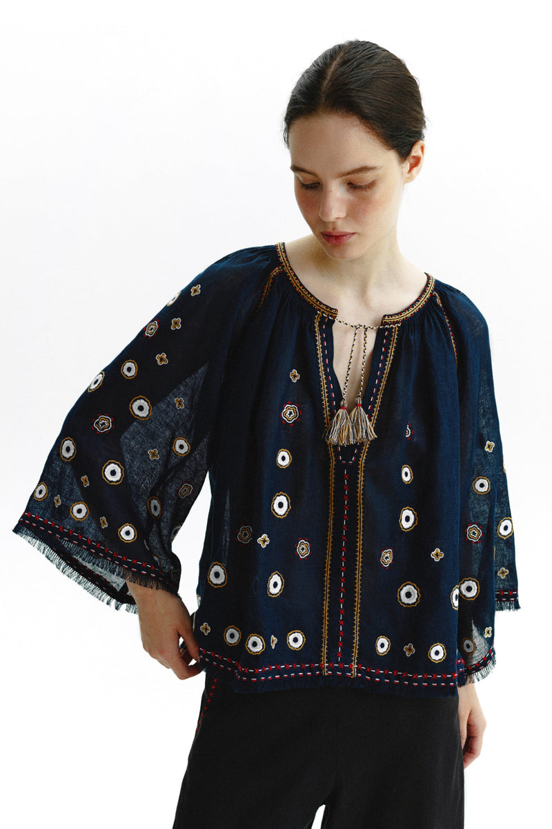 Le Bain Blouse in Navy