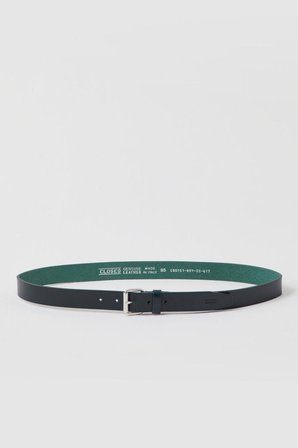 Leather Belt with Metal Dark Jade