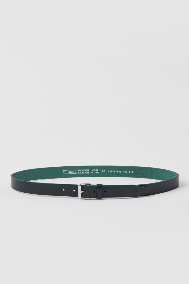 Leather Belt with Metal Dark Jade