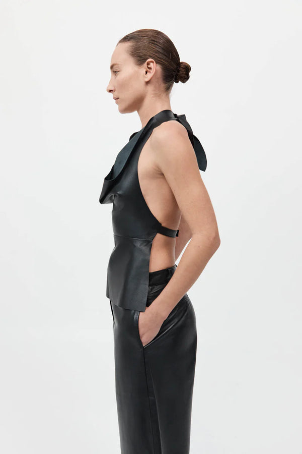 Leather Tie Top