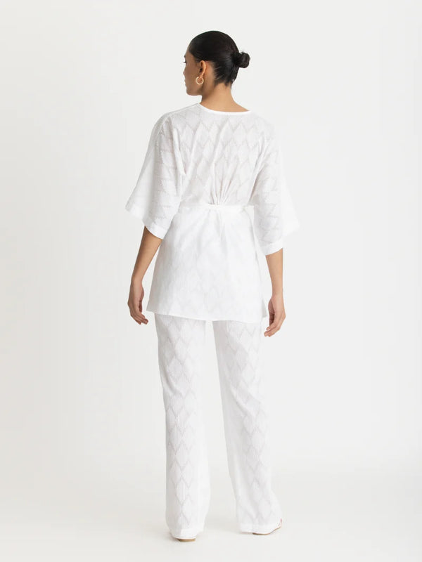 Leer Pants Ondas Blanc