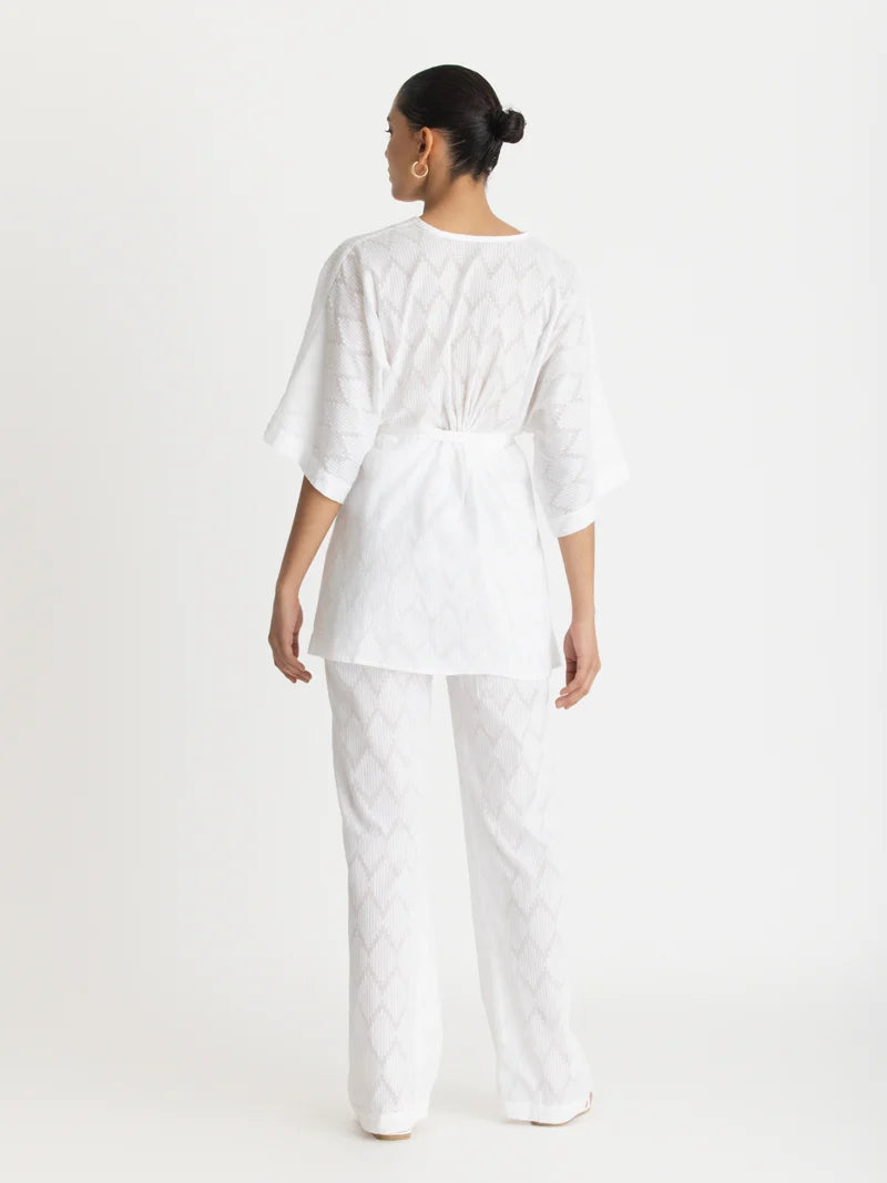 Leer Pants Ondas Blanc