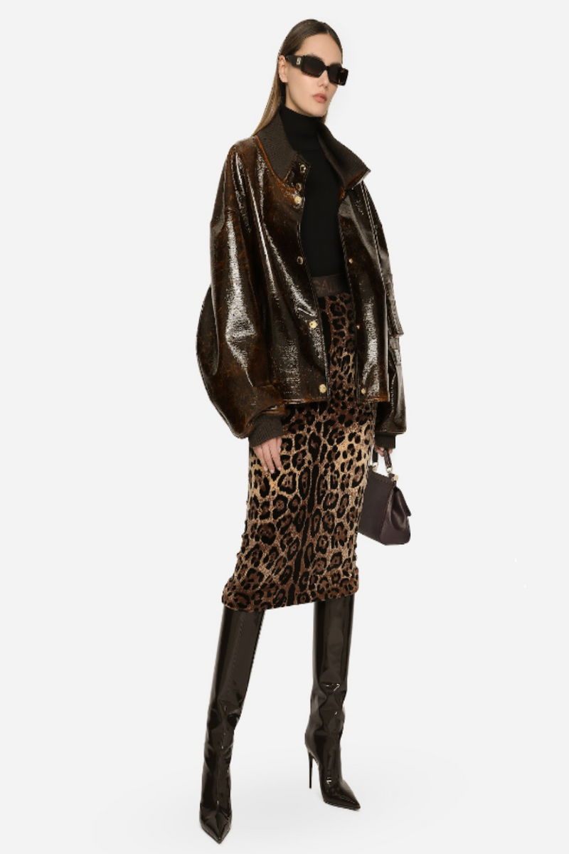 Calf Length Leopard Skirt