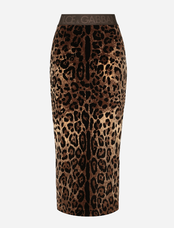 Calf Length Leopard Skirt