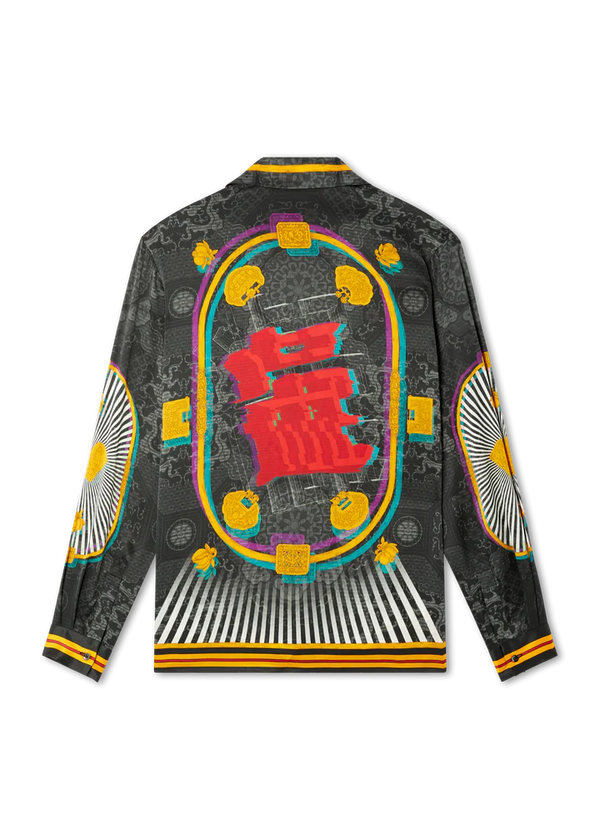 Long Sleeve Imperial Locks Silk Shirt Black