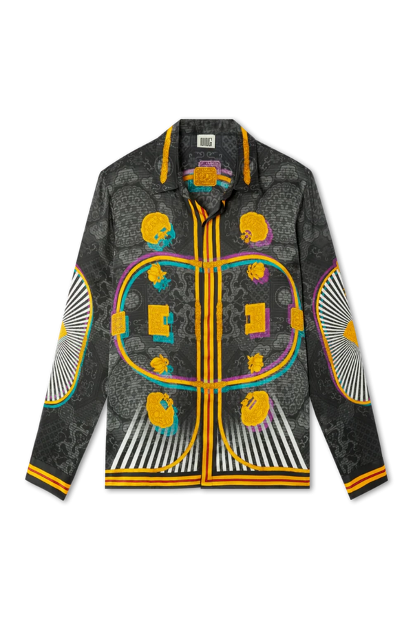 Long Sleeve Imperial Locks Silk Shirt Black