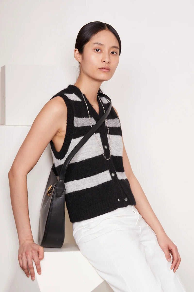 Marieta Cardigan Black-Mid Grey-Light Grey