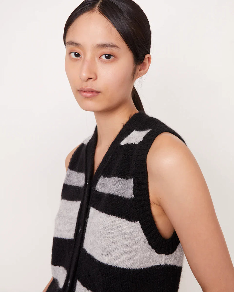 Marieta Cardigan Black-Mid Grey-Light Grey