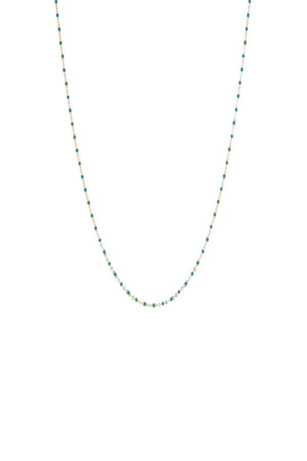 Delicate Beaded Natural Stone Necklace Gold-Turquoise