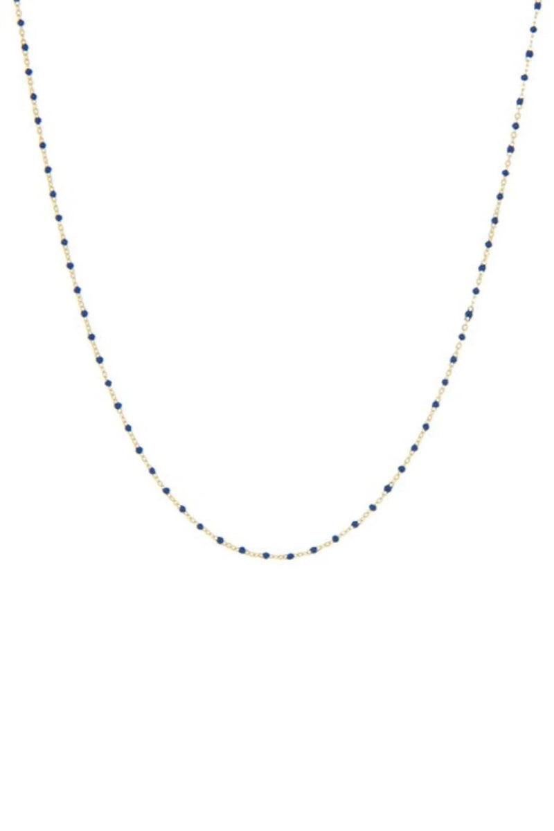 Gold Plated Delicate Natural Stone Beaded Necklace Lapis
