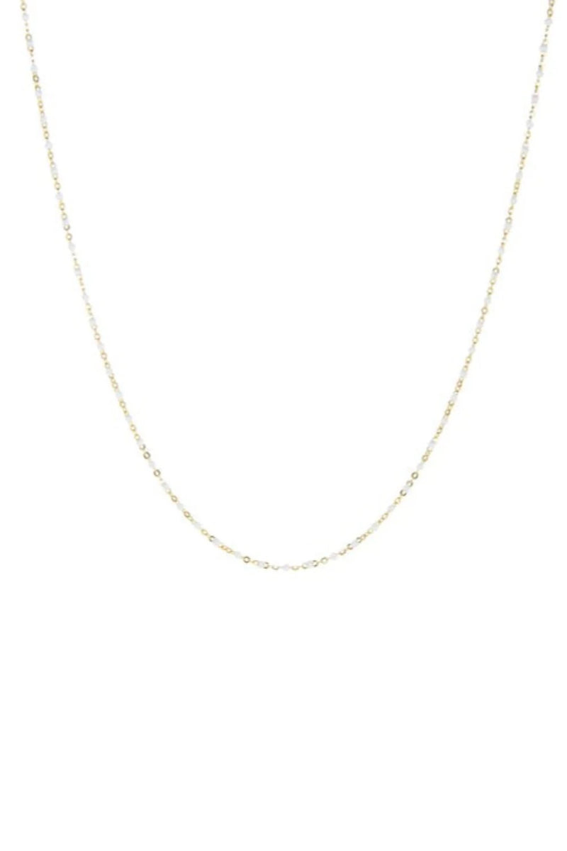 Gold Plated Delicate Natural Stone Beaded Necklace White