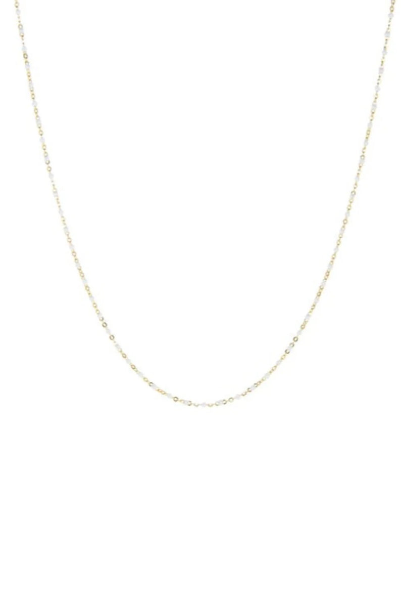 Gold Plated Delicate Natural Stone Beaded Necklace White